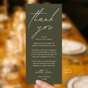 Carte de remerciement de mariage minimaliste pour