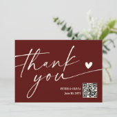 Carte de remerciement de mariage moderne avec QR C (Debout devant)