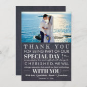 Carte de remerciement de mariage moderne avec tabl (Devant / Derrière)