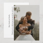 Carte de remerciement de mariage moderne élégante  (Devant / Derrière)