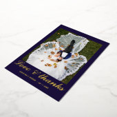 Carte de remerciement de mariage moderne en bleu m (Rotation)