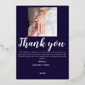 Carte de remerciement de mariage moderne en feuill (Verso)