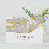 Carte de remerciement de mariage moderne en marbre (Debout devant)