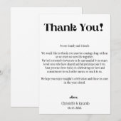 Carte de remerciement de mariage moderne pour la d (Devant / Derrière)