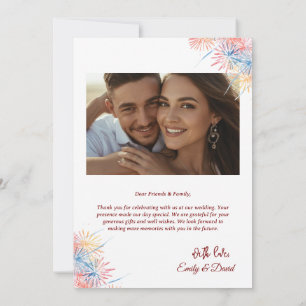 Carte de remerciement de mariage moderne rouge ave