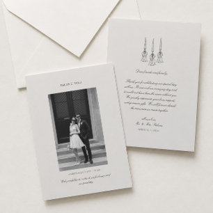Carte de remerciement de mariage noir et ivoire Ol