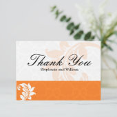 Carte de remerciement de mariage Orange Damask (Debout devant)
