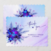 Carte de remerciement de mariage Orchidée Bleue (Devant / Derrière)