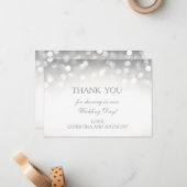 Carte de remerciement de mariage pailletée argent (Devant/Arrière en situation)