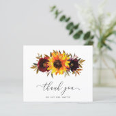 Carte de remerciement de mariage pas chère Sunflow (Debout devant)