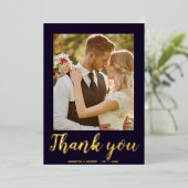 Carte de remerciement de mariage photo 2 écriture  (Debout devant)