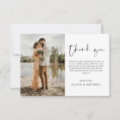 Carte de remerciement de mariage photo à écriture (Devant)