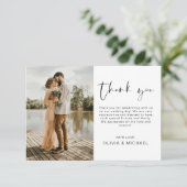 Carte de remerciement de mariage photo à écriture (Debout devant)