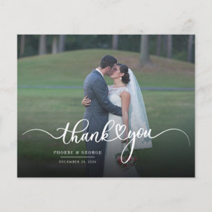 Carte de remerciement de mariage photo à lettre ma