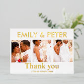 Carte de remerciement de mariage photo à script mi (Debout devant)