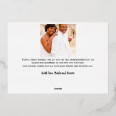 Carte de remerciement de mariage photo à script mi (Verso)