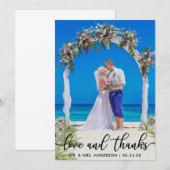 Carte de Remerciement de Mariage Photo Amour et Me (Devant / Derrière)