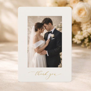 Carte de remerciement de mariage photo avec callig