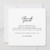 Carte de remerciement de mariage photo avec lettra (Dos)