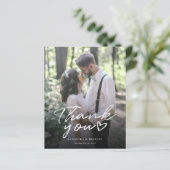 Carte de remerciement de mariage photo avec lettre (Debout devant)
