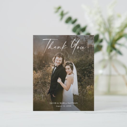Carte de remerciement de mariage photo avec texte (Debout devant)