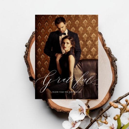 Carte de remerciement de mariage photo avec texte 