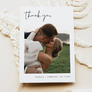 Carte de remerciement de mariage photo avec typogr