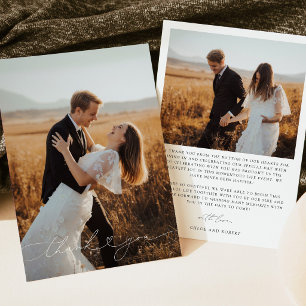 Carte de remerciement de mariage photo bohème mode