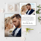 Carte de remerciement de mariage photo Calligraphi