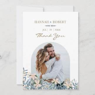 Carte de remerciement de mariage photo de fleur sa