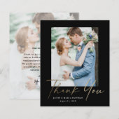 Carte de remerciement de mariage photo de script m (Devant / Derrière)