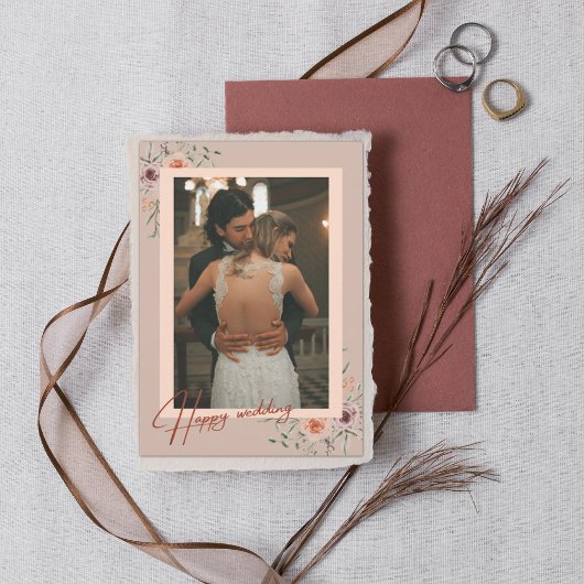 Carte de remerciement de mariage photo de style mo