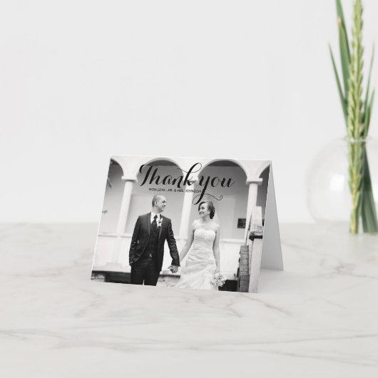 Carte de remerciement de mariage photo d'écriture  (Devant)