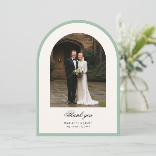 Carte de remerciement de mariage photo élégante mo (Debout devant)