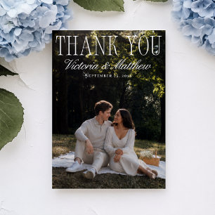 Carte de remerciement de mariage photo élégante si