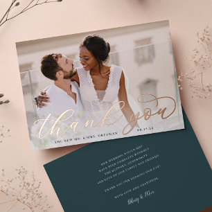 Carte de remerciement de mariage photo en écriture