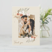 Carte de remerciement de mariage photo florale tro (Debout devant)