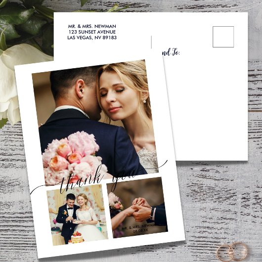 Carte de remerciement de mariage photo Minimalist