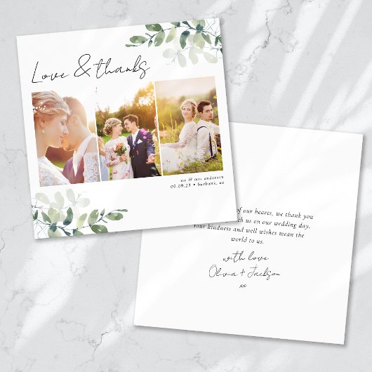 Carte de remerciement de mariage photo minimaliste