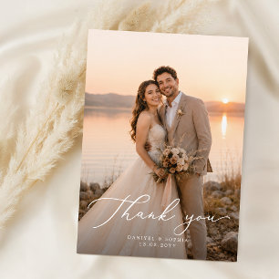 Carte de remerciement de mariage photo minimaliste