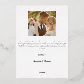 Carte de remerciement de mariage photo moderne 2 é (Verso)
