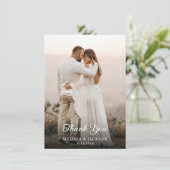 Carte de remerciement de mariage photo moderne sim (Debout devant)