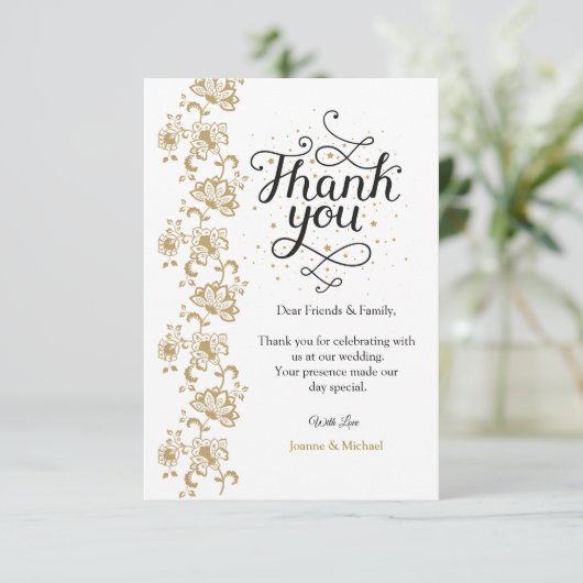 Carte de remerciement de mariage photo moderne sim (Debout devant)