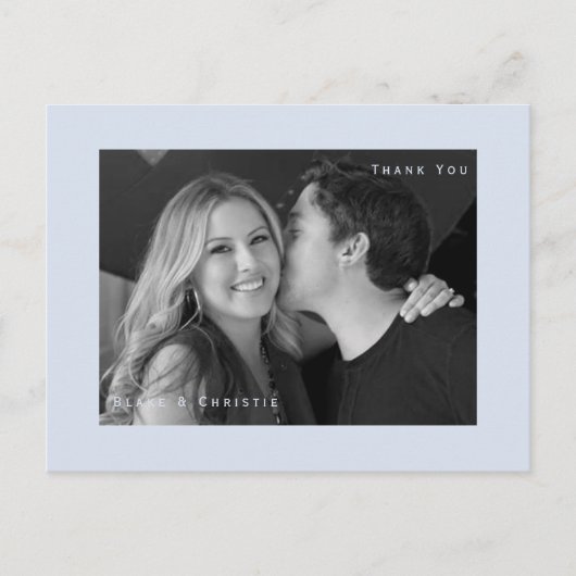 Carte de remerciement de mariage photo N&B Dusty B (Devant)