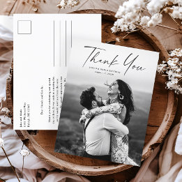 Carte de remerciement de mariage photo Script Budg