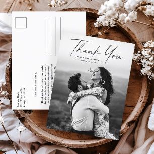 Carte de remerciement de mariage photo Script Budg