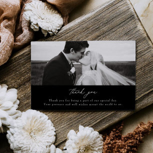 Carte de remerciement de mariage photo simple à pl