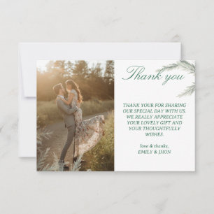 Carte de remerciement de mariage photo simple Coup
