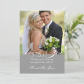 Carte de remerciement de mariage photo simple gris (Debout devant)