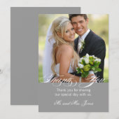 Carte de remerciement de mariage photo simple gris (Devant / Derrière)
